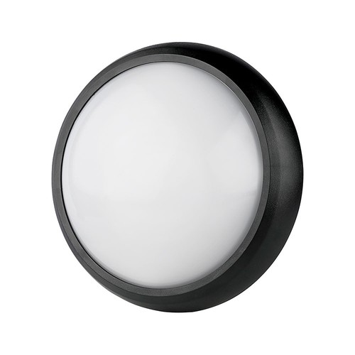 Plafonnier LED 12W - IP54, Ø22cm, bord noir, 3000K, source lumineuse incl.