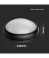 Plafonnier/applique LED ovale 12W - IP54, noir, 3000K, 24,2 x 16,5 cm