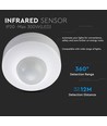Loftsensor med manuel overstyring - Max 300W, hvid, PIR infrarød, IP20 indendørs
