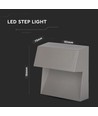 3W kvadratisk LED vegglampe til innfelling - IP65, Grå, 4000K, 210lm, trappelys