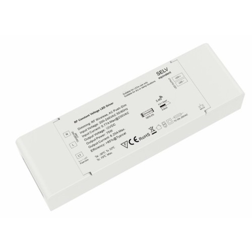 75W / 24V DC dimbar rWave strømforsyning - 3.125A, RF, push-dim