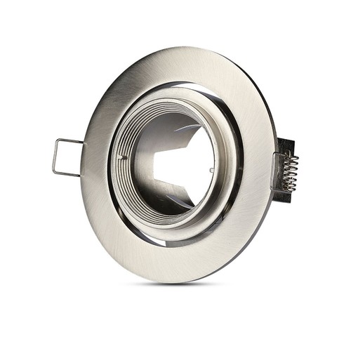 GU10 infälld spot med zoom - Satin nickel, rund, ställbar, aluminium, hål: Ø9,3 cm, mått: Ø10,2 cm