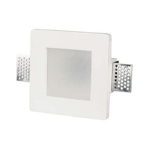 GU10 inbouwspot - Vierkant, wit, mat glas, 12x12 cm, IP20