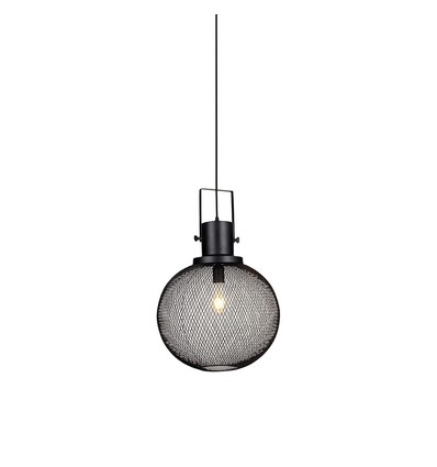 Suspension E27 en maille métallique noire - Ø30cm, design moderne, sans source lumineuse
