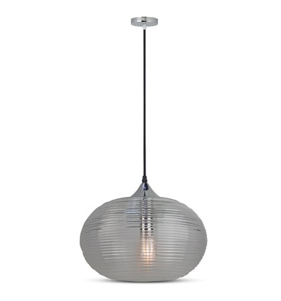 Ø35cm pendel med diamantslipt glass, E27 - Sort, metall, max 60W, uten lyskilde