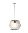 Ø250mm designer pendel i glas - Rund, transparent, E27 fatning, 1m ophæng, 5 års garanti