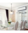 Ø250mm designer pendel i glas - Rund, transparent, E27 fatning, 1m ophæng, 5 års garanti