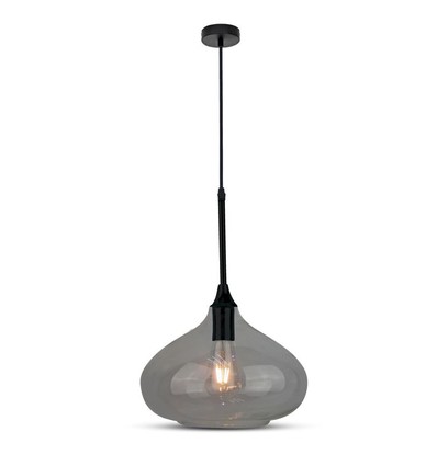 Ø28,5cm pendellamp van zwart glas - E27 fitting, max 60W, IP20 binnen, zonder lichtbron