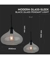 Suspension Ø28,5cm en verre noir - Douille E27, max 60W, IP20 intérieur, sans source lumineuse