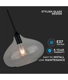 Ø28,5cm pendellampe i sort glass - E27 fatning, max 60W, IP20 innendørs, uten lyskilde