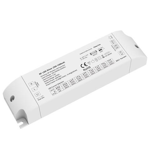 36W / 350mA-1200mA dimbar rWave-driver for LED-panel - 10-52V, Push-dim, RF, flicker free