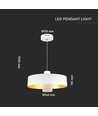 Suspension LED 7W - Ø34cm, abat-jour acrylique blanc, 400lm, 120 degrés, source lumineuse incl.