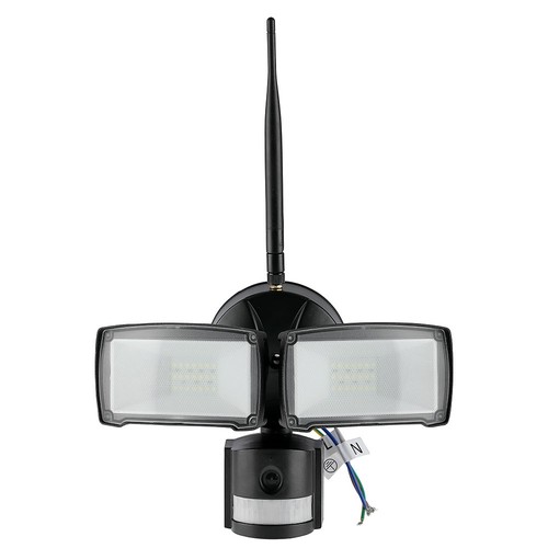 18W LED breedstraler met WiFi camera en sensor - 6000K, IP44, wit, buiten, beveiligingscamera