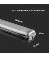 150cm 44W T8 vanntett komplett LED-armatur - IP65, 6400K, 2x22W, kald hvit