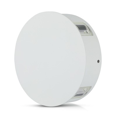 4W Rund LED vegglampe, hvit - IP65, 360°, 3000K, aluminium, utendørs/innendørs, inkl. lyskilde