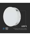 4W Rund LED vegglampe, hvit - IP65, 360°, 3000K, aluminium, utendørs/innendørs, inkl. lyskilde
