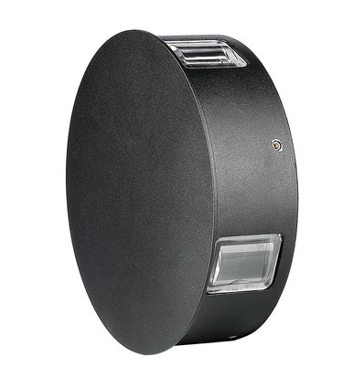 4W ronde LED wandlamp - IP65, zwart, 3000K, COB LED, incl. lichtbron