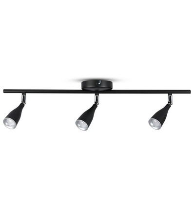 13,5W LED væglampe med 3 hoveder - 1260lm, 3000K, sort finish, inkl. lyskilde
