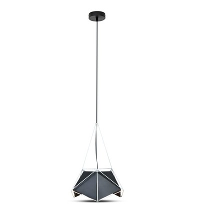 Suspension E27 Prism - Abat-jour noir avec cordon blanc, Ø40cm, métal, sans source lumineuse