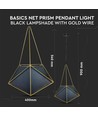 E27 pendel i metall - Sort og gull, moderne prisme design, uten lyskilde