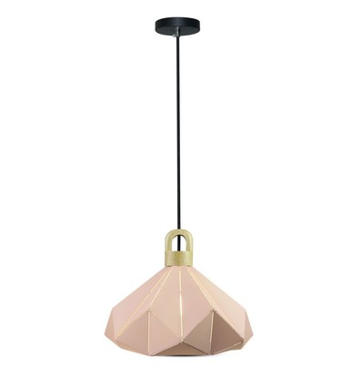 E27 pendel Pastel Wooden Prism - Rosa, Ø32 x 27 cm, uten lyskilde