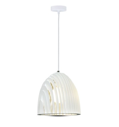 Suspension blanche Cone Prism, E27 - Métal, forme prisme, sans source lumineuse, Ø25cm