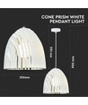 Suspension blanche Cone Prism, E27 - Métal, forme prisme, sans source lumineuse, Ø25cm