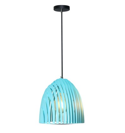 Suspension E27 Cone Prism - Bleu, métal, Ø25cm, sans source lumineuse