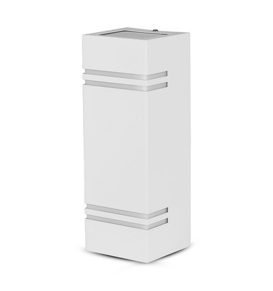 GU10 vierkante wandlamp met up/down licht - IP44 buiten, wit, roestvrij staal, zonder lichtbron