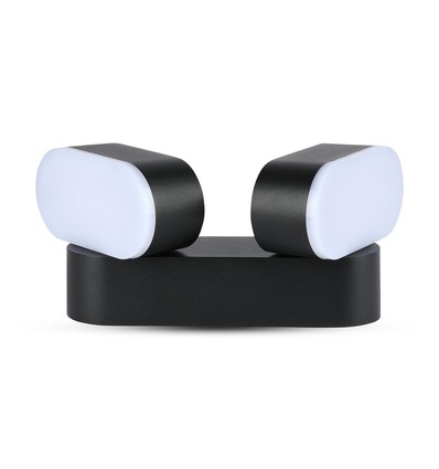 Applique murale LED rotative 12W avec 2 têtes - IP65, noir, 1320lm, 3000K, avec source lumineuse