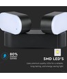 12W roteerbare LED wandlamp met 2 koppen - IP65, zwart, 1320lm, 3000K, incl. lichtbron