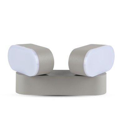 12W dobbel roterbar vegglampe - IP65 utendørs, 2 hoder, grå, 3000K, 1320lm