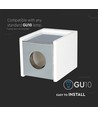 GU10 kvadratisk gips påbygningsspot med krom bunn - 10x10cm, hvit/krom, IP20 innendørs, uten lyskilde