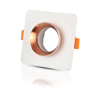 GU10/GU5.3 gips indbygningsspot - Firkantet, mat rosa guld, hvid gips, 10x10 cm