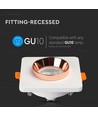 GU10/GU5.3 gips innfellingsspot - Firkantet, matt rosa gull, hvit gips, 10x10 cm