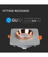 Fyrkantig GU10 infälld spot i gips - Grå betong med matt rosa guld ring, IP20 inomhus, utan ljuskälla