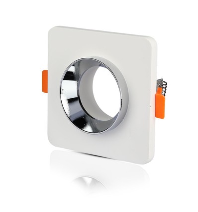 Spot encastrable GU10 en plâtre - Blanc/chrome, Perçage : Ø8,0 cm, Dimensions : Ø10 cm, sans source lumineuse