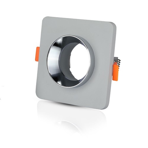 Spot encastrable carré en plâtre avec anneau chrome - Pour GU10 / GU5.3, gris, 2 ans de garantie