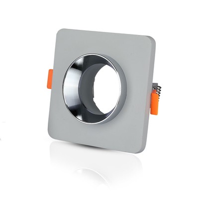 Spot encastrable carré en plâtre avec anneau chrome - Pour GU10 / GU5.3, gris, 2 ans de garantie