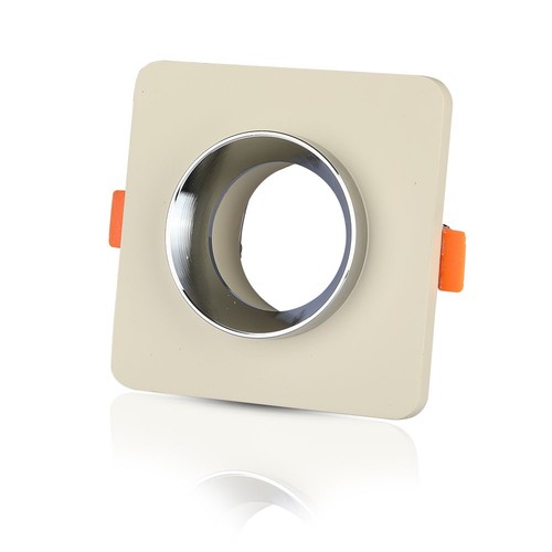 Spot encastrable GU10 en béton - Carré, blanc cassé/chrome, perçage : Ø8cm, sans source lumineuse