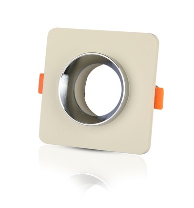 GU10 innfellingsspot i betong - Firkantet, off-white/krom, hull: Ø8cm, uten lyskilde