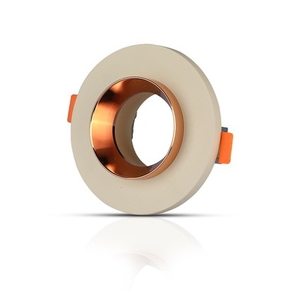 GU10 Gips Metal - Offwhite med Mat Rosaguld Bund-Rund