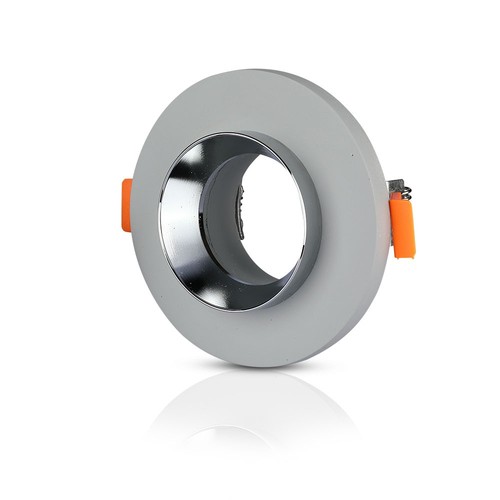 GU10 inbouwspot van gips - Rond, grijs beton met chroom, Ø80 mm gat, IP20 binnen