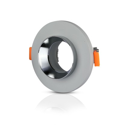 GU10 inbouwspot van gips - Rond, grijs beton met chroom, Ø80 mm gat, IP20 binnen
