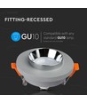 Spot encastrable GU10 en plâtre - Rond, béton gris avec chrome, trou Ø80 mm, IP20 intérieur
