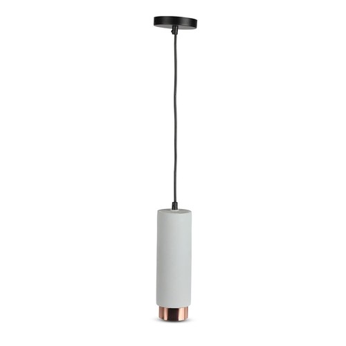 Suspension GU10 en plâtre et métal - Ronde, grise avec base rose gold mat, IP20 intérieur, sans source lumineuse