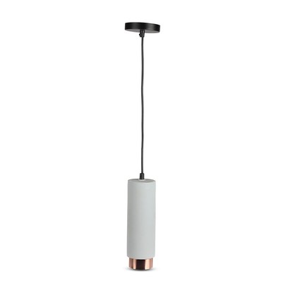 Suspension GU10 en plâtre et métal - Ronde, grise avec base rose gold mat, IP20 intérieur, sans source lumineuse