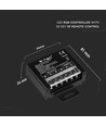 Contrôleur LED RGB avec télécommande RF 20 touches - 12V/24V, 3 canaux, max 480W, IP20