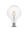 E27 6W LED filament lamp - G125, 806lm, 6400K, helder glas, 300°