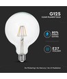 E27 6W LED filament lamp - G125, 806lm, 6400K, helder glas, 300°